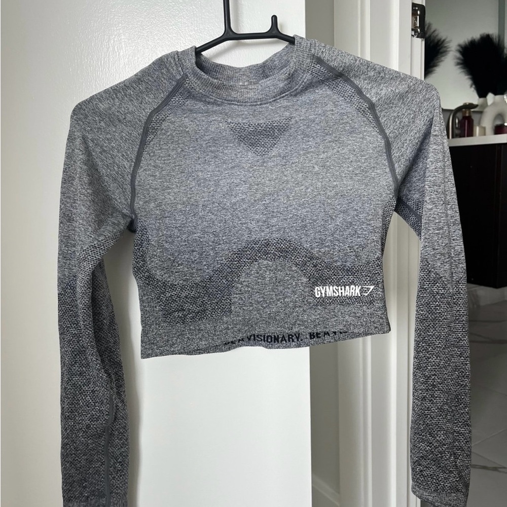 Gymshark Women's Grey Long Sleeve Crop Top